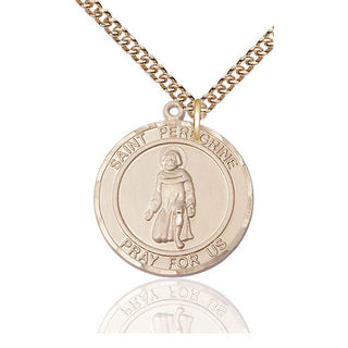 14kt Gold Filled Saint Peregrine Medal Catholic Jewelry Engraved Catholic Saint Jewelry
