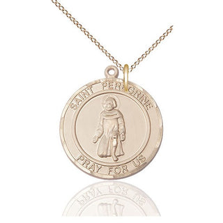 14kt Gold Saint Peregrine Medal Engraved Catholic Saint Jewelry