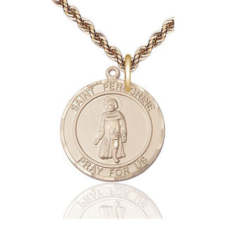 14kt Gold Saint Peregrine Medal Engraved Catholic Saint Jewelry