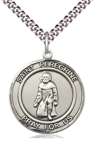 Pewter Saint Peregrine Medal Catholic Jewelry Engraved Catholic Saint Jewelry