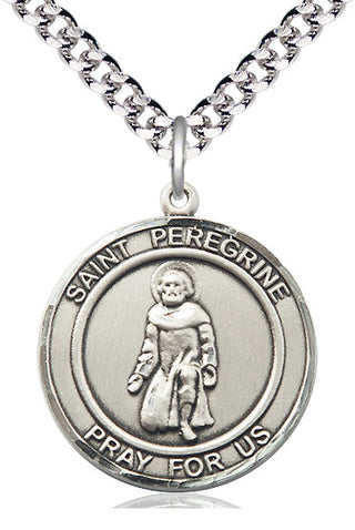 Pewter Saint Peregrine Medal Catholic Jewelry Engraved Catholic Saint Jewelry