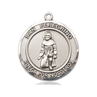 Pewter San Peregrino Medal Engraved Catholic Saint Jewelry