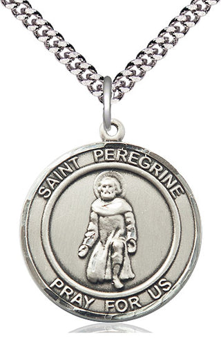 Sterling Silver Saint Peregrine Medal Catholic Jewelry Engraved Catholic Saint Jewelry