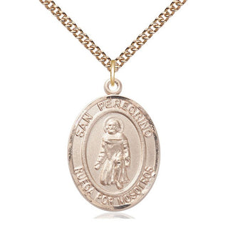14kt Gold Filled San Peregrino Medal Catholic Jewelry Engraved Catholic Saint Jewelry