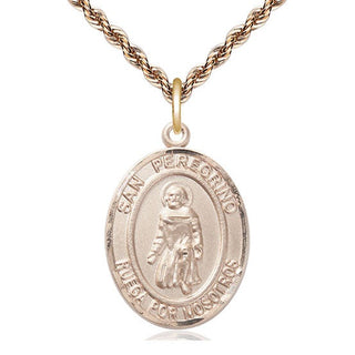 14kt Gold Filled San Peregrino Medal Catholic Jewelry Engraved Catholic Saint Jewelry