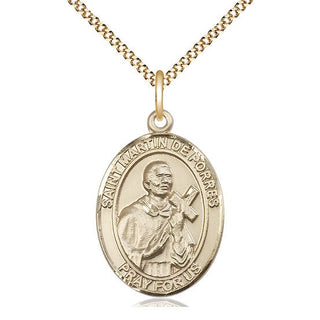 14kt Gold Filled Saint Martin de Porres Medal Catholic Jewelry Engraved Catholic Saint Jewelry