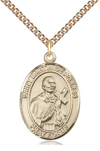 14kt Gold Filled Saint Martin de Porres Medal Catholic Jewelry Engraved Catholic Saint Jewelry