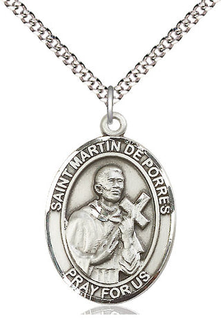 Pewter Saint Martin de Porres Medal Catholic Jewelry Engraved Catholic Saint Jewelry