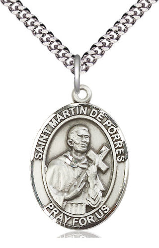 Pewter Saint Martin de Porres Medal Catholic Jewelry Engraved Catholic Saint Jewelry