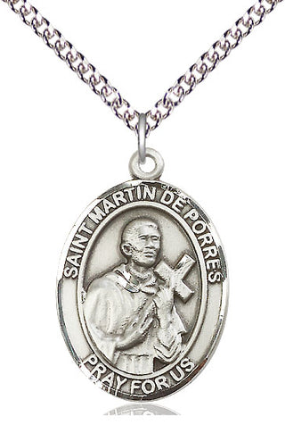 Sterling Silver Saint Martin de Porres Medal Catholic Jewelry Engraved Catholic Saint Jewelry