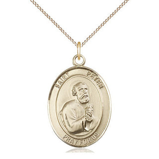 14kt Gold Filled Saint Peter the Apostle Medal Catholic Jewelry Engraved Catholic Saint Jewelry