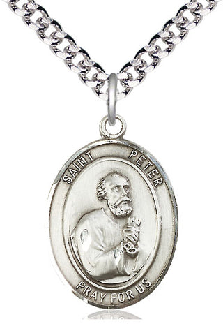 Pewter Saint Peter the Apostle Medal Catholic Jewelry Engraved Catholic Saint Jewelry