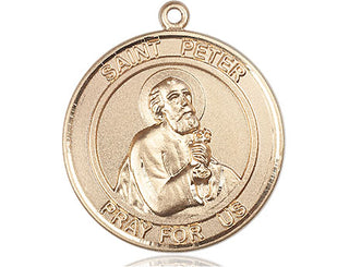 14kt Gold Filled Saint Peter the Apostle Medal Engraved Catholic Saint Jewelry