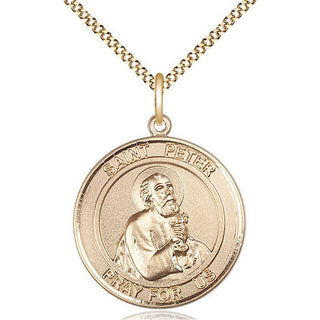14kt Gold Filled Saint Peter the Apostle Medal Catholic Jewelry Engraved Catholic Saint Jewelry