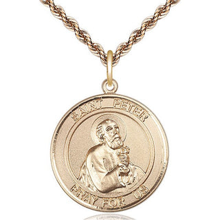 14kt Gold Filled Saint Peter the Apostle Medal Catholic Jewelry Engraved Catholic Saint Jewelry