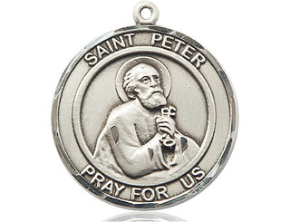 Pewter Saint Peter the Apostle Medal Engraved Catholic Saint Jewelry