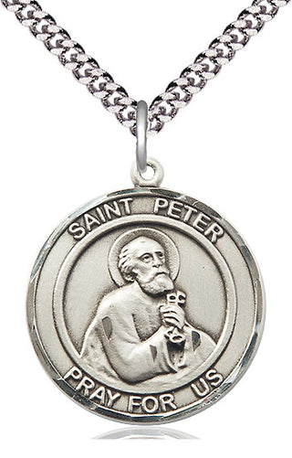 Pewter Saint Peter the Apostle Medal Catholic Jewelry Engraved Catholic Saint Jewelry