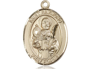 14kt Gold Saint Raymond Nonnatus Medal Engraved Catholic Saint Jewelry