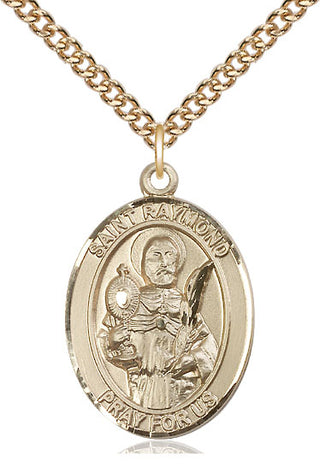 14kt Gold Saint Raymond Nonnatus Medal Engraved Catholic Saint Jewelry