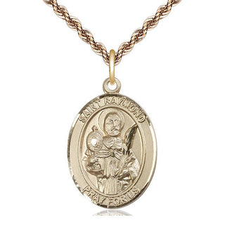 14kt Gold Saint Raymond Nonnatus Medal Engraved Catholic Saint Jewelry