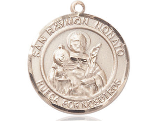 14kt Gold San Ramon Nonato Medal Engraved Catholic Saint Jewelry