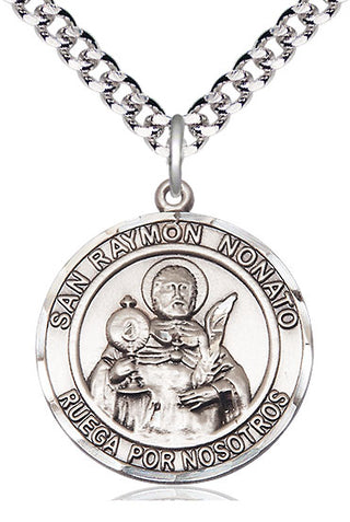 Pewter San Ramon Nonato Medal Catholic Jewelry Engraved Catholic Saint Jewelry