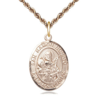 14kt Gold Filled San Ramon Nonato Medal Catholic Jewelry Engraved Catholic Saint Jewelry