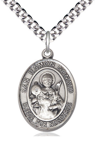 Pewter San Ramon Nonato Medal Catholic Jewelry Engraved Catholic Saint Jewelry