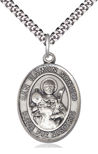 Pewter San Ramon Nonato Medal Catholic Jewelry Engraved Catholic Saint Jewelry