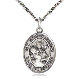 Sterling Silver San Ramon Nonato Medal Catholic Jewelry Engraved Catholic Saint Jewelry
