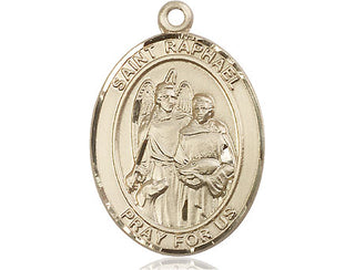14kt Gold Filled Saint Raphael the Archangel Medal Engraved Catholic Saint Jewelry
