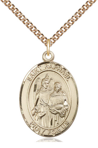 14kt Gold Filled Saint Raphael the Archangel Medal Catholic Jewelry Engraved Catholic Saint Jewelry