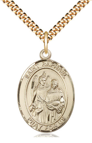 14kt Gold Filled Saint Raphael the Archangel Medal Catholic Jewelry Engraved Catholic Saint Jewelry