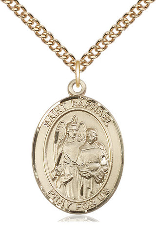 14kt Gold Filled Saint Raphael the Archangel Medal Catholic Jewelry Engraved Catholic Saint Jewelry