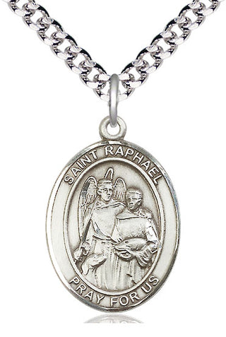 Pewter Saint Raphael the Archangel Medal Catholic Jewelry Engraved Catholic Saint Jewelry