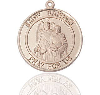 14kt Gold Filled Saint Raphael the Archangel Medal Engraved Catholic Saint Jewelry