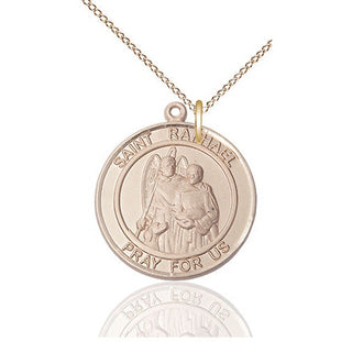 14kt Gold Filled Saint Raphael the Archangel Medal Catholic Jewelry Engraved Catholic Saint Jewelry