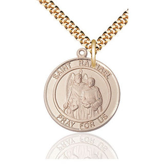 14kt Gold Filled Saint Raphael the Archangel Medal Catholic Jewelry Engraved Catholic Saint Jewelry