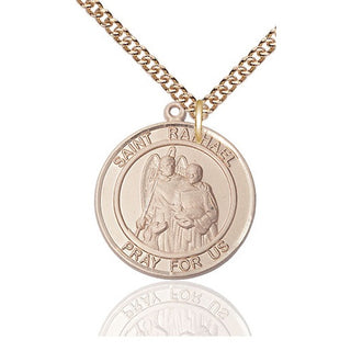 14kt Gold Filled Saint Raphael the Archangel Medal Catholic Jewelry Engraved Catholic Saint Jewelry
