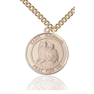 14kt Gold Filled Saint Raphael the Archangel Medal Catholic Jewelry Engraved Catholic Saint Jewelry