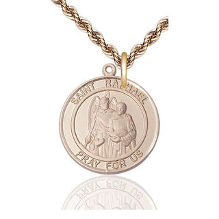 14kt Gold Filled Saint Raphael the Archangel Medal Catholic Jewelry Engraved Catholic Saint Jewelry