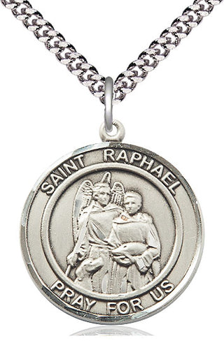 Pewter Saint Raphael the Archangel Medal Catholic Jewelry Engraved Catholic Saint Jewelry