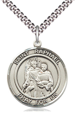 Sterling Silver Saint Raphael the Archangel Medal Catholic Jewelry Engraved Catholic Saint Jewelry