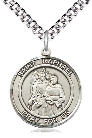 Sterling Silver Saint Raphael the Archangel Medal Catholic Jewelry Engraved Catholic Saint Jewelry