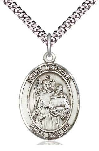 Sterling Silver Saint Raphael the Archangel Medal Catholic Jewelry Engraved Catholic Saint Jewelry