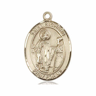 14kt Gold Filled Saint Richard Medal Engraved Catholic Saint Jewelry