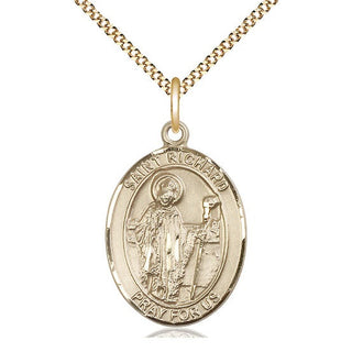 14kt Gold Filled Saint Richard Medal Catholic Jewelry Engraved Catholic Saint Jewelry