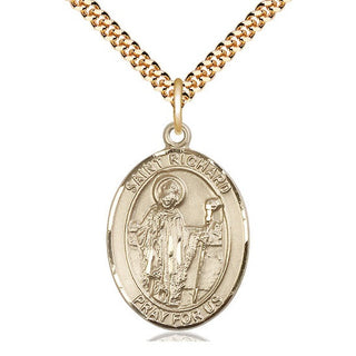 14kt Gold Filled Saint Richard Medal Catholic Jewelry Engraved Catholic Saint Jewelry
