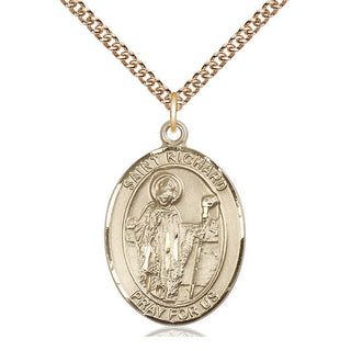 14kt Gold Filled Saint Richard Medal Catholic Jewelry Engraved Catholic Saint Jewelry
