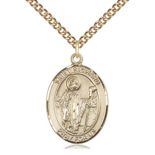 14kt Gold Filled Saint Richard Medal Catholic Jewelry Engraved Catholic Saint Jewelry